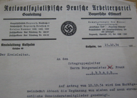 115 SA marschiert politische Lage Abbach um 1933 NSDAP Schreiben